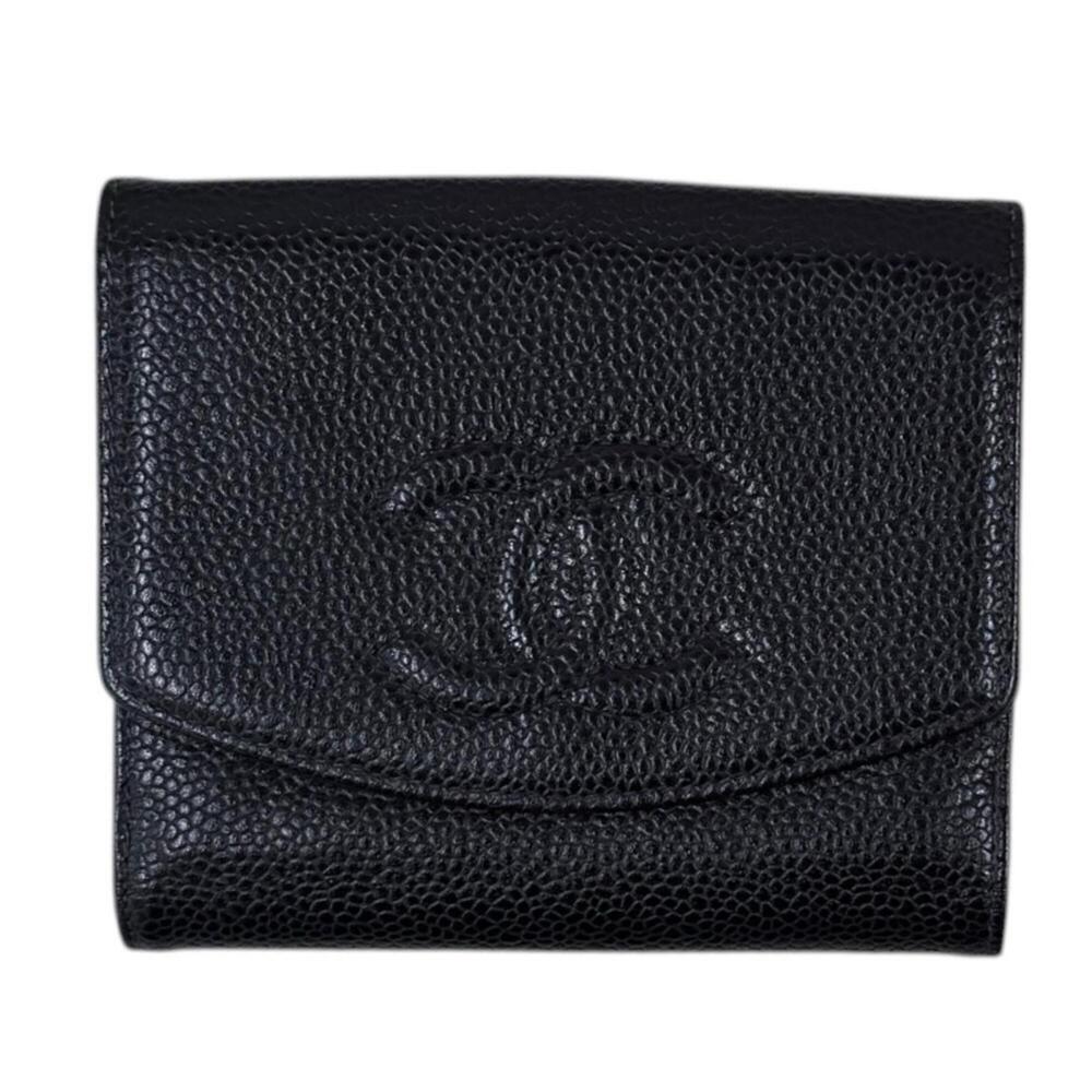 Chanel Coco Mark Bi-fold Wallet, Caviar Leather, Women's CHANEL